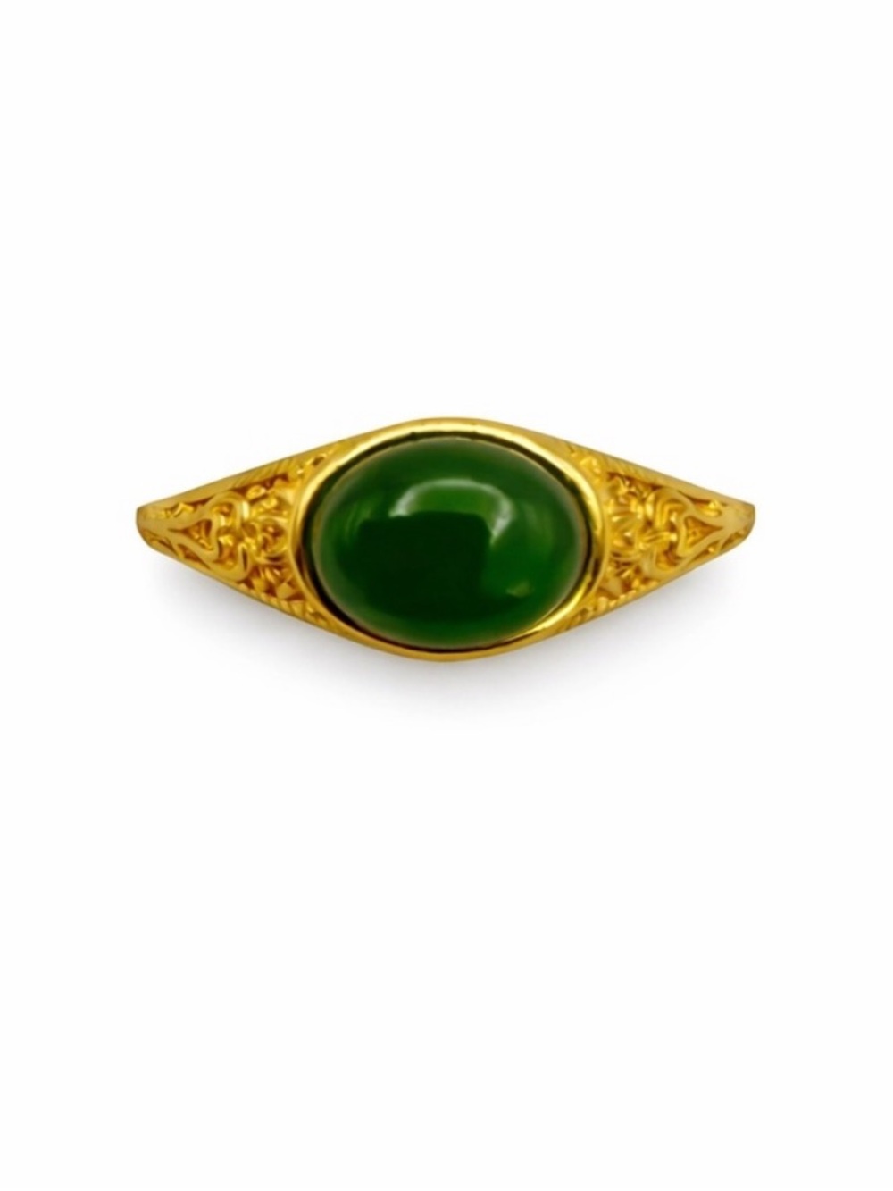 925 Green Jade Adjustable Ring